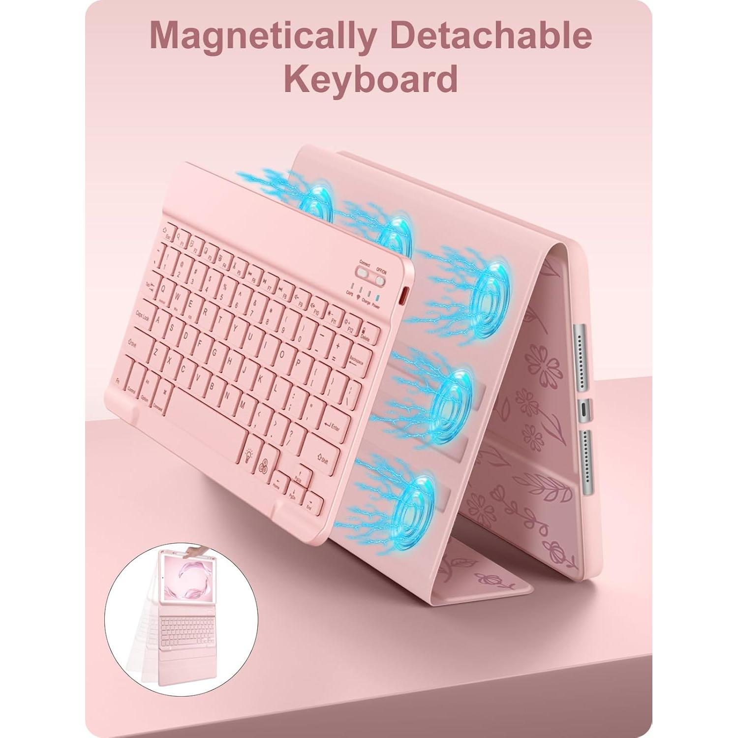 Funda Teclado Hamile iPad 10.2"/10.5" Retroiluminada Rosa