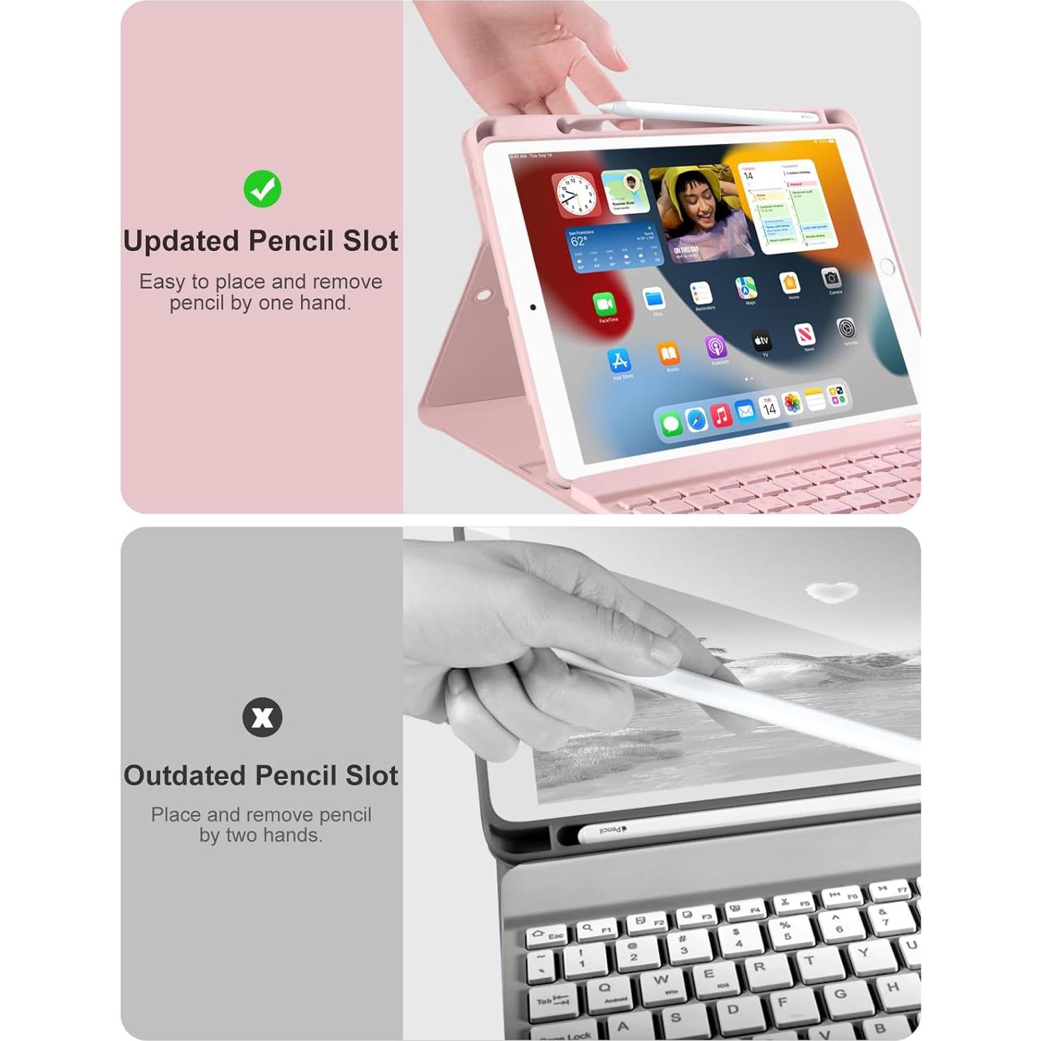 Funda Teclado Hamile iPad 10.2"/10.5" Retroiluminada Rosa