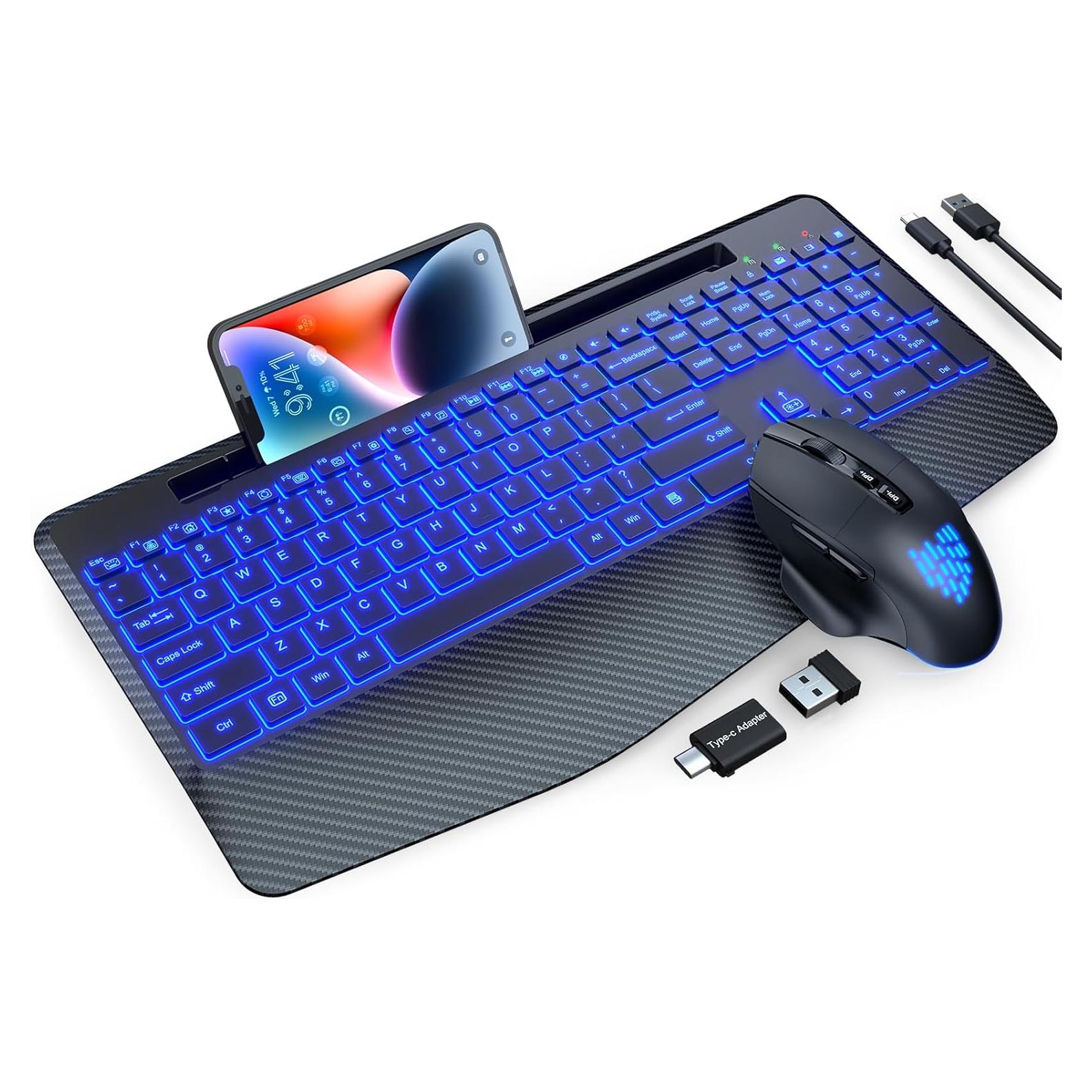 Combo Teclado y Ratón Inalámbricos SABLUTE Negro Ergonómico