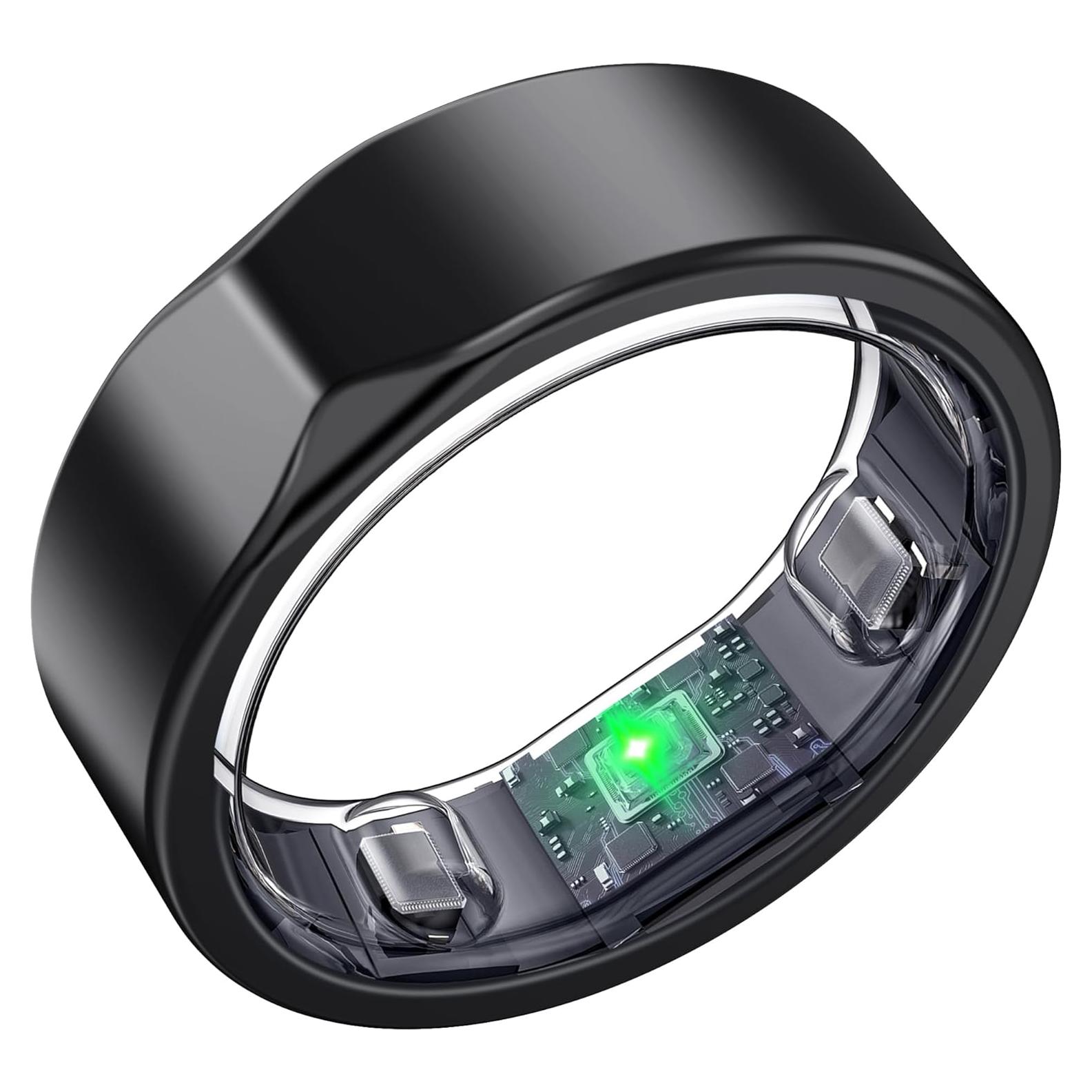 Anillo Inteligente SEEKZERO Negro Tamaño 9 Monitoreo Salud