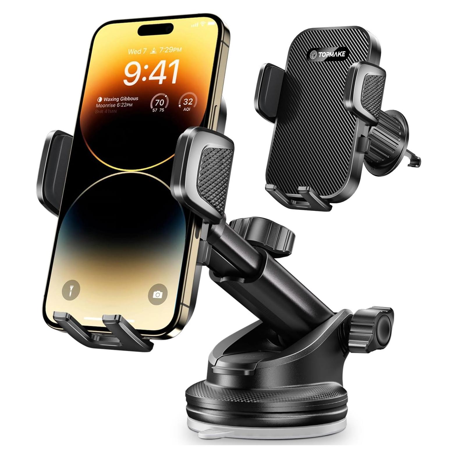 Soporte para Teléfono de Coche Topmake S222A 3 en 1 Negro