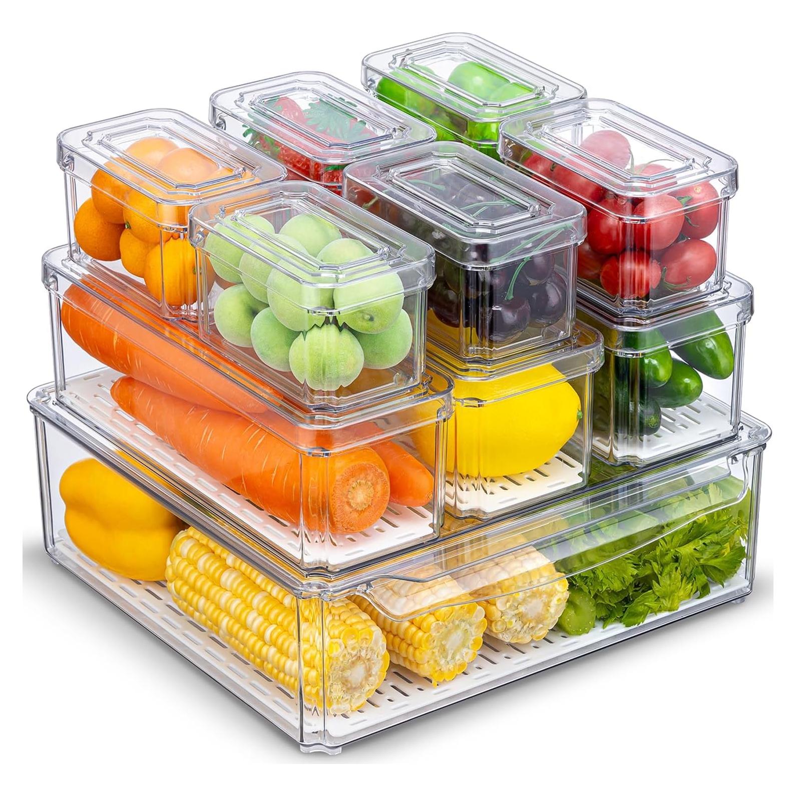 Organizadores de Refrigerador KUMD - Paquete de 10 Apilables