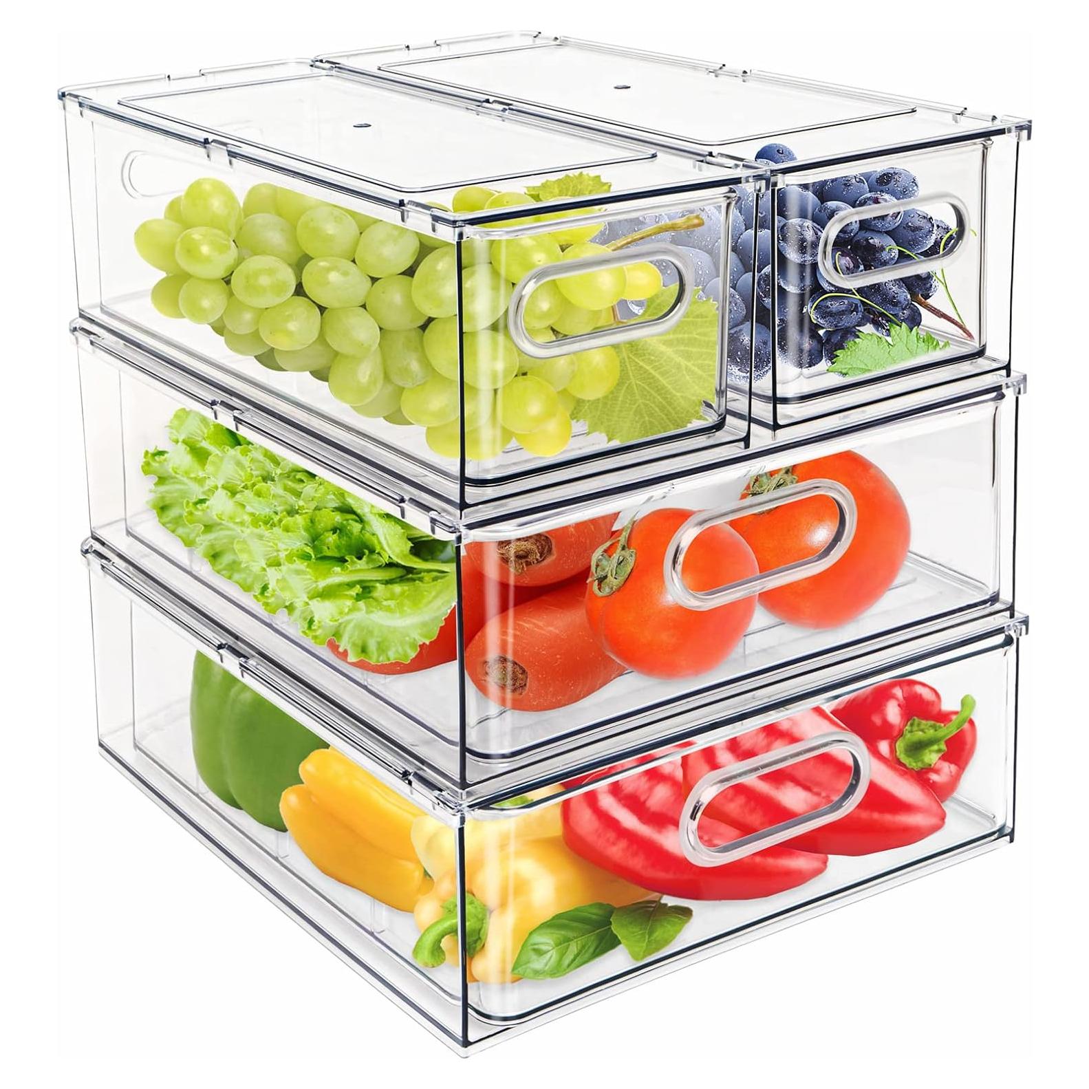 Eanpet 4 Contenedores Organizadores Apilables para Refrigerador