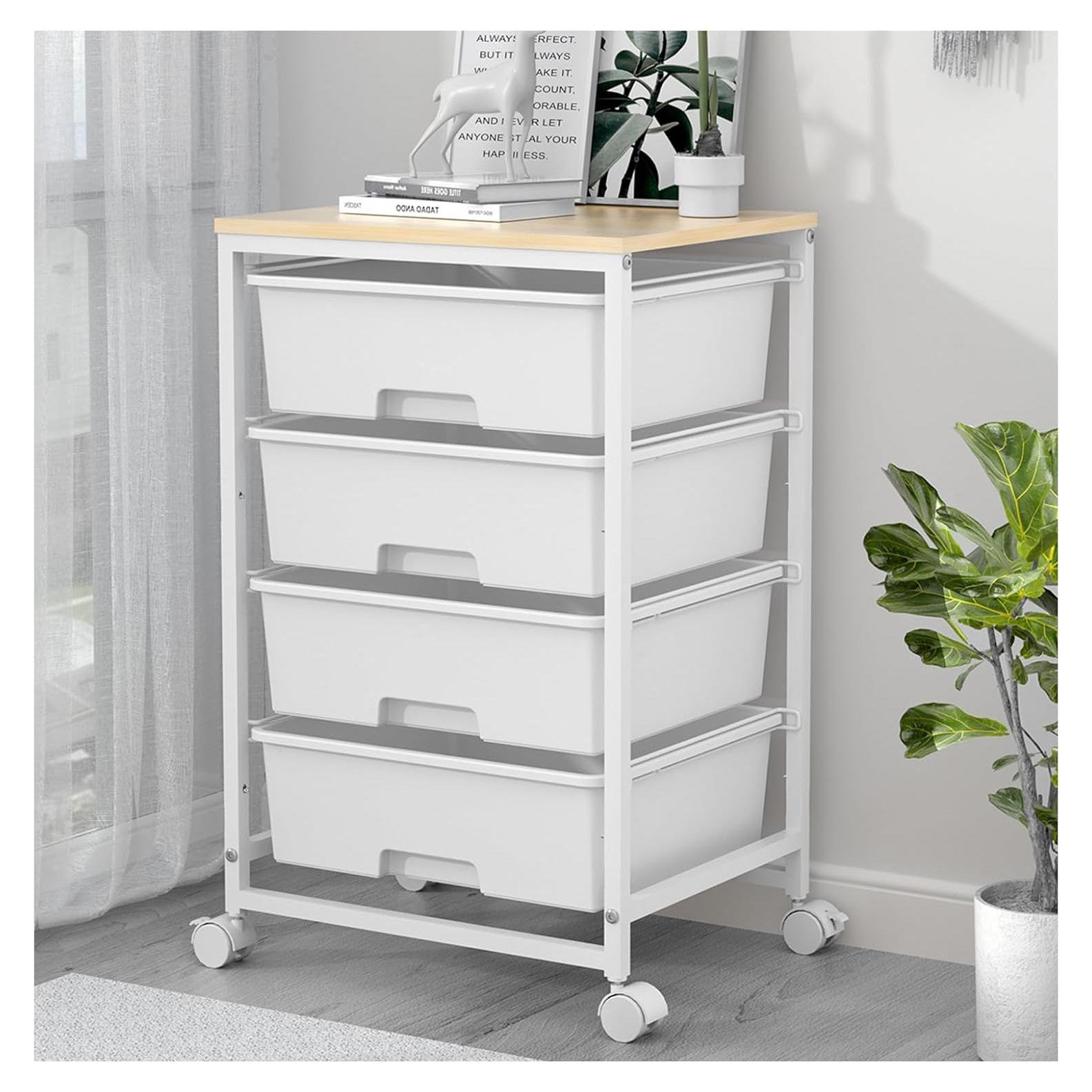 Carro de Almacenamiento Rodante SYKIARIOL 4 Cajones Blanco