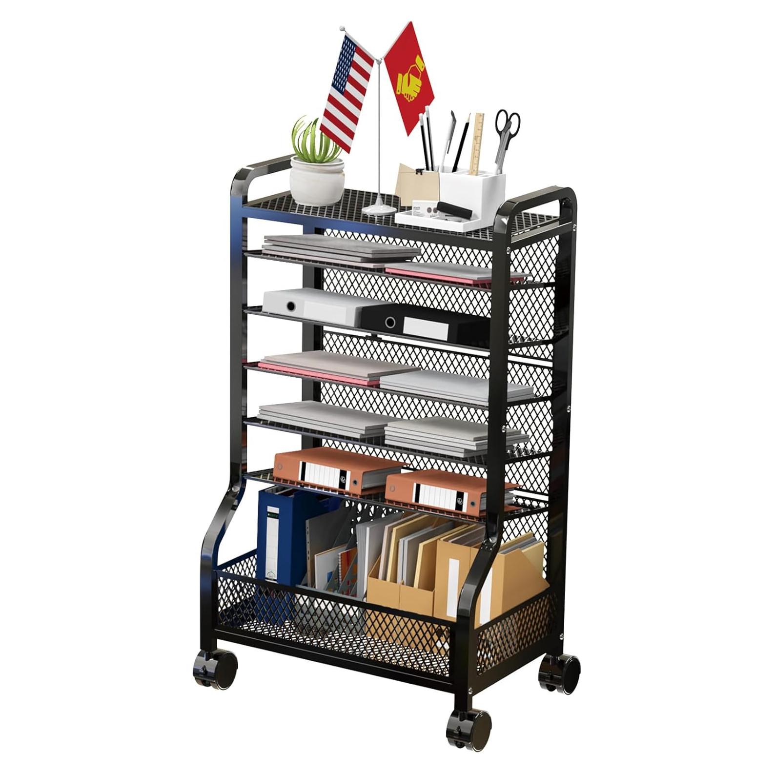 Carro de Almacenamiento SRJZMLY 7 Niveles Negro para Oficina