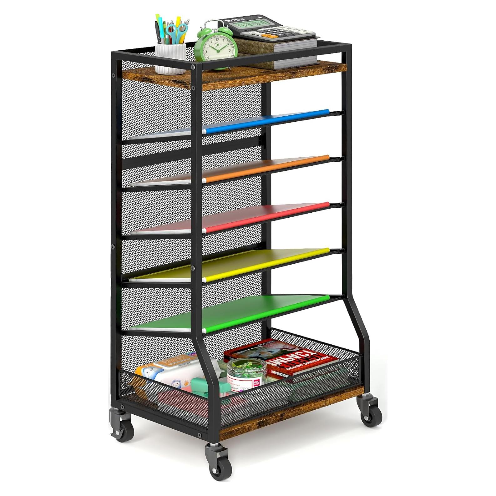 Carro de Archivo Rodante ThreeHio 7 Niveles Marrón