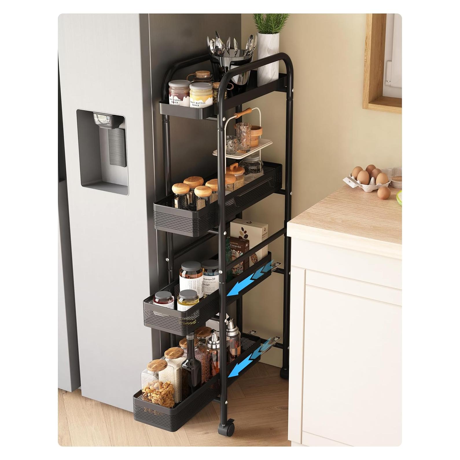 Carro de Almacenamiento Slim UMDONX 4 Niveles Negro