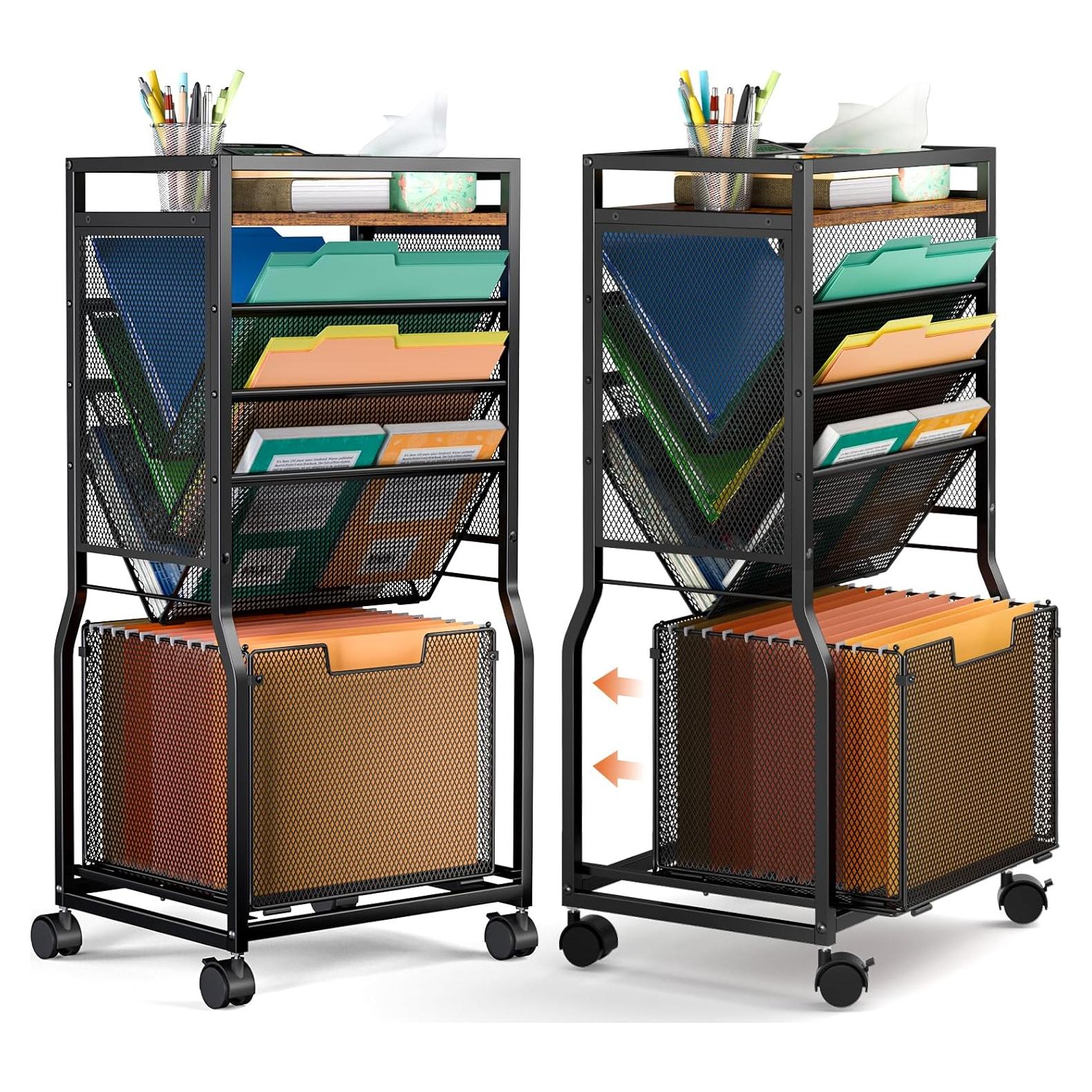 Carro de archivo rodante DAOUTIME 8 niveles con ruedas