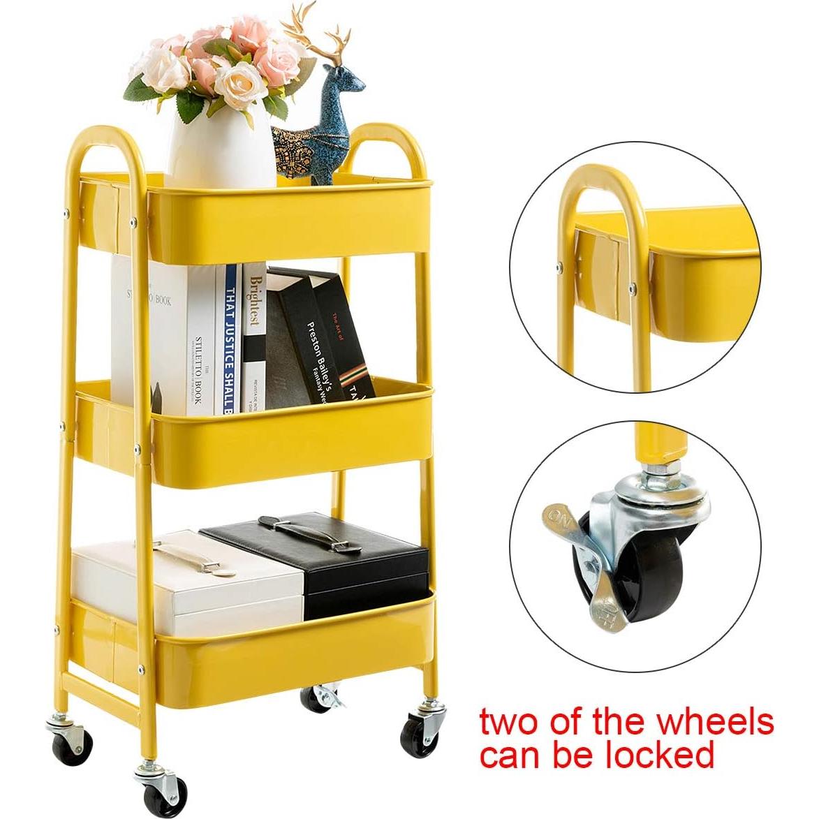 Carro de Maquillaje AGTEK Amarillo 3 Niveles Metal 69.85 cm