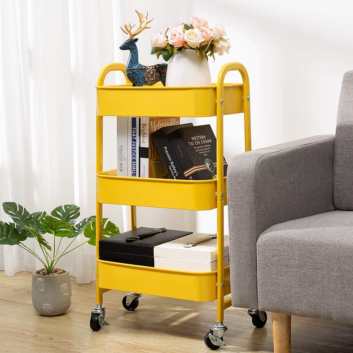 Carro de Maquillaje AGTEK Amarillo 3 Niveles Metal 69.85 cm