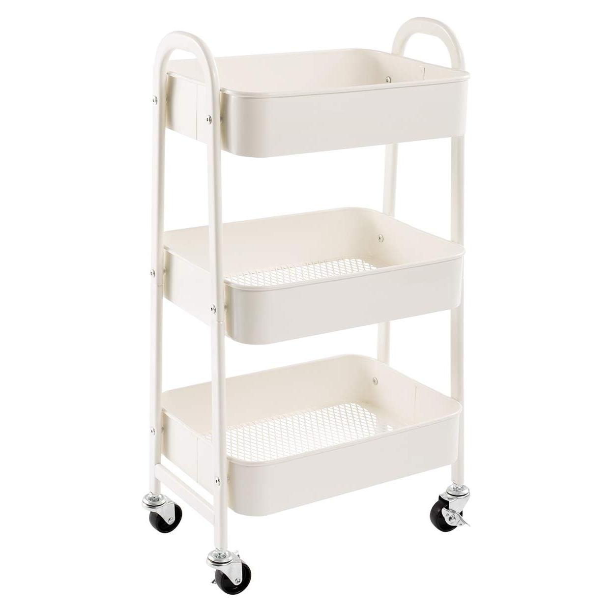 Carro de Maquillaje AGTEK Blanco 3 Niveles Metal 69.85 cm