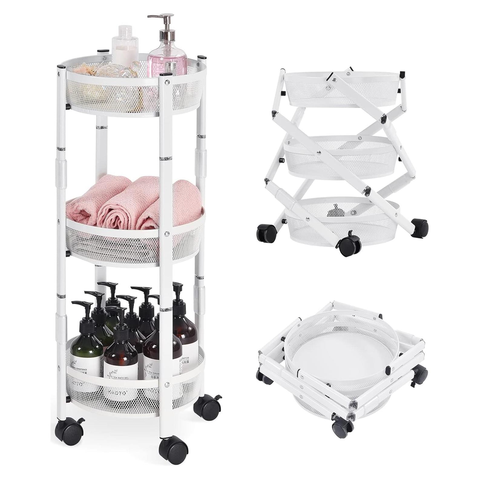 Carro de Almacenamiento Metálico TOOLF 3 Niveles Blanco