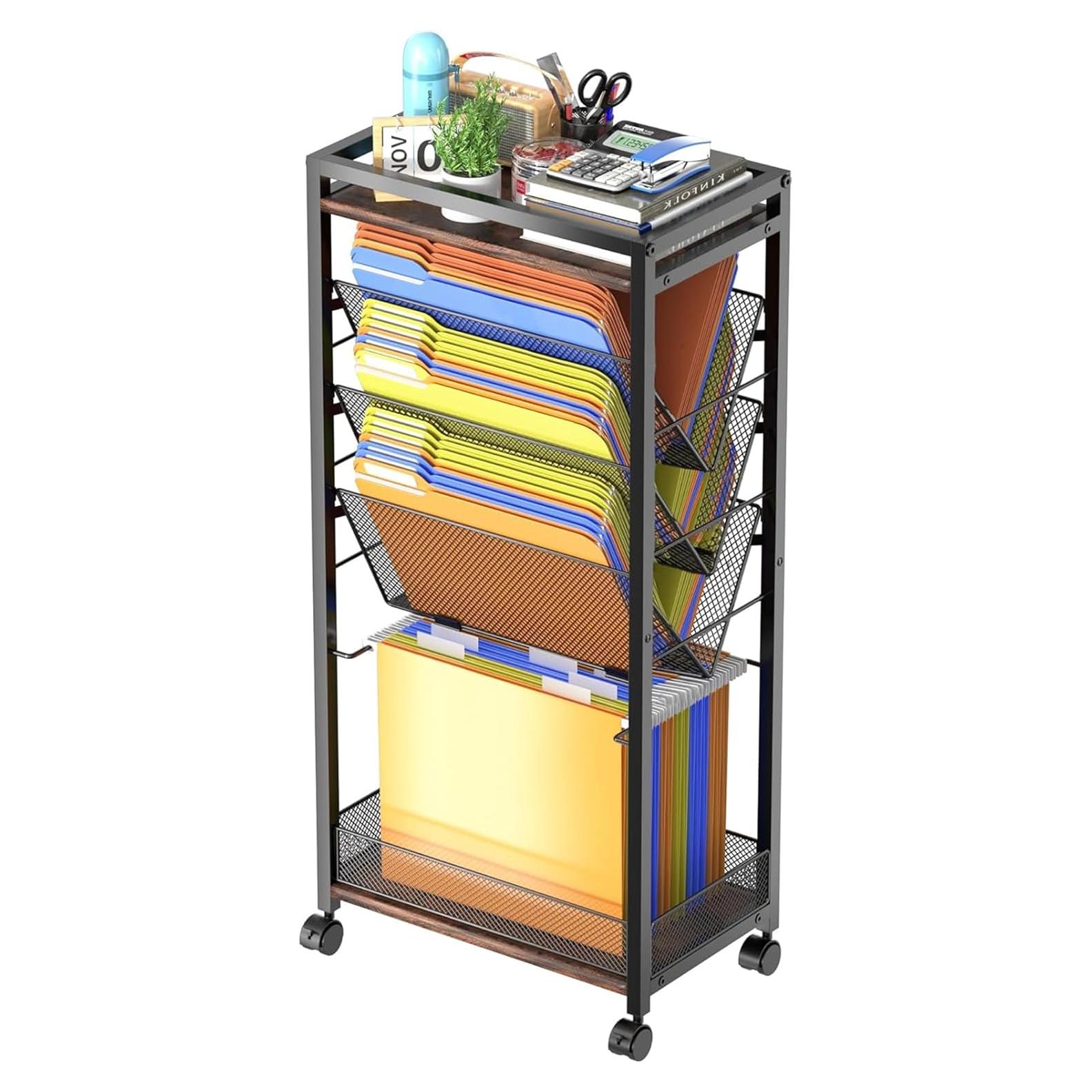 Carro de archivo rodante LIDTOP 8 niveles negro 4.94 kg