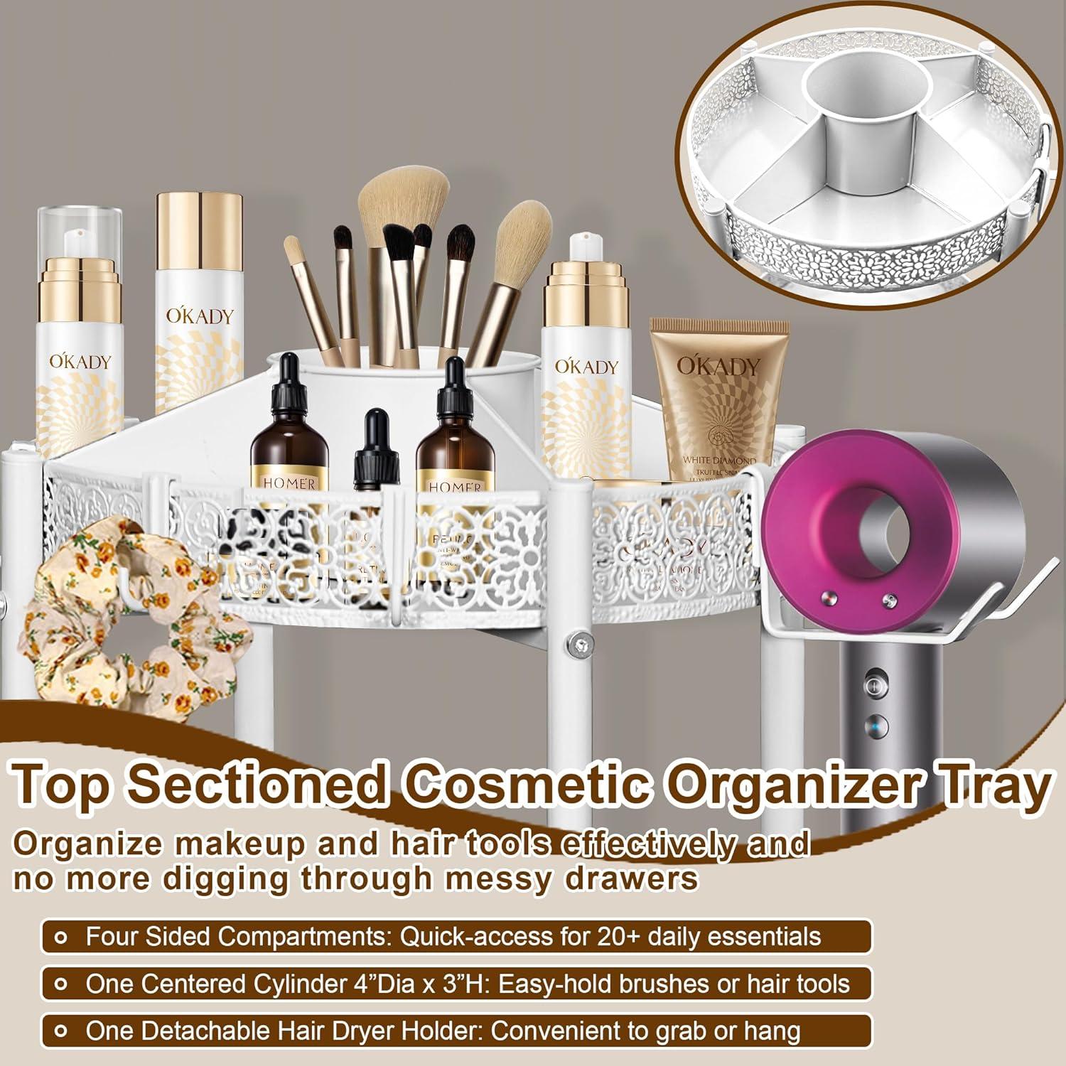 Carrito Organizador de Maquillaje NauwaBarn Blanco 3 Niveles