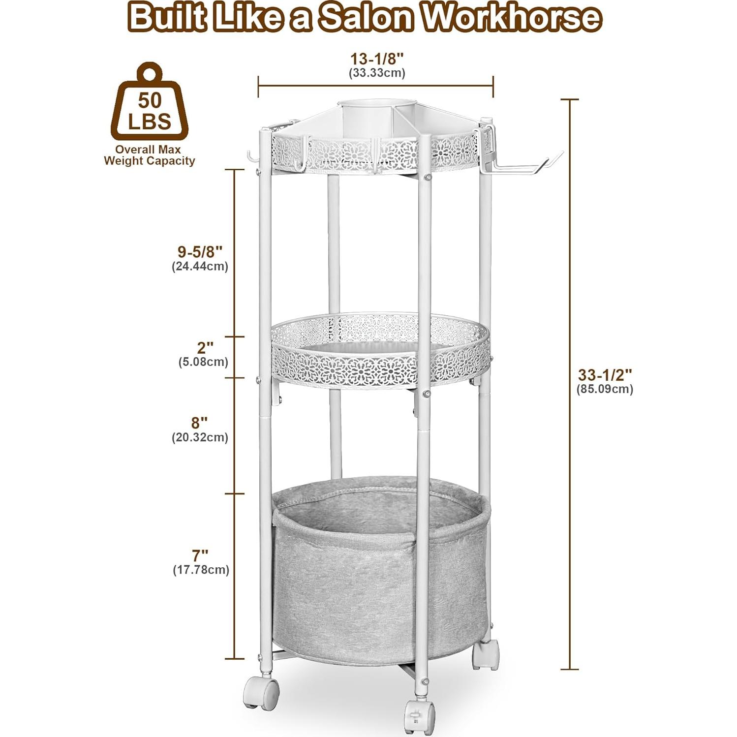 Carrito Organizador de Maquillaje NauwaBarn Blanco 3 Niveles