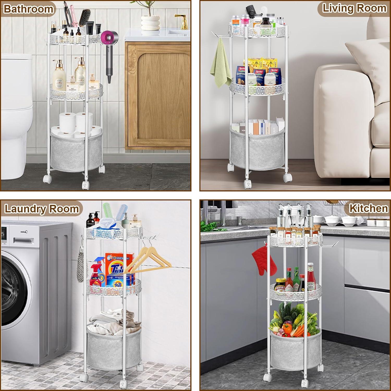 Carrito Organizador de Maquillaje NauwaBarn Blanco 3 Niveles