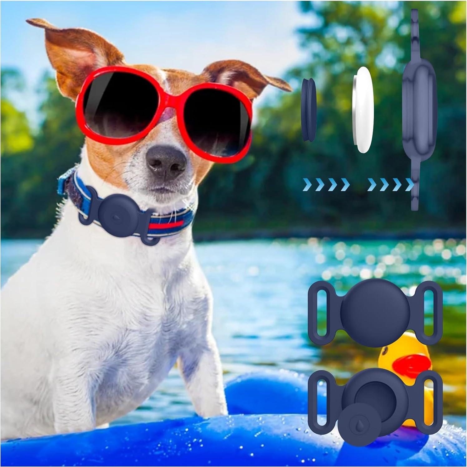 Soporte para Collar de Perro Airtag Meliya - 2 Piezas Grande Azul