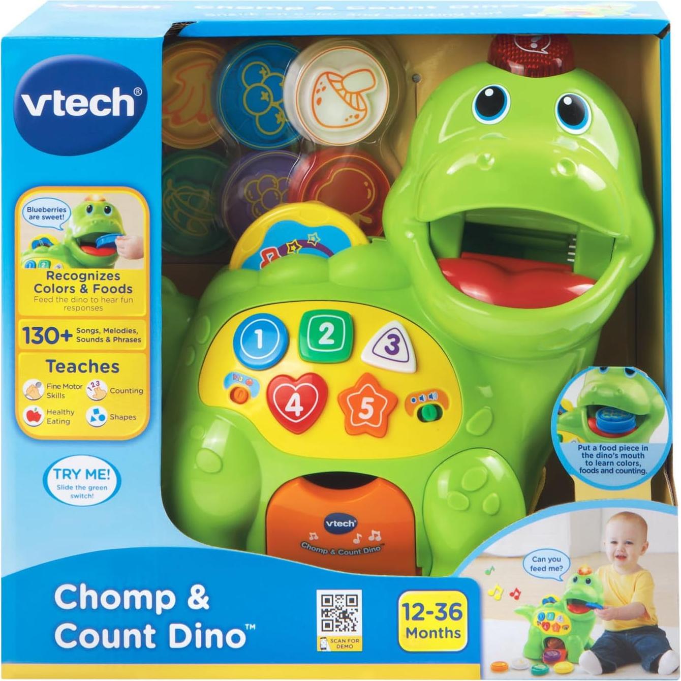 VTech Chomp & Count Dino Verde - Juguete Educativo 1-3 Años