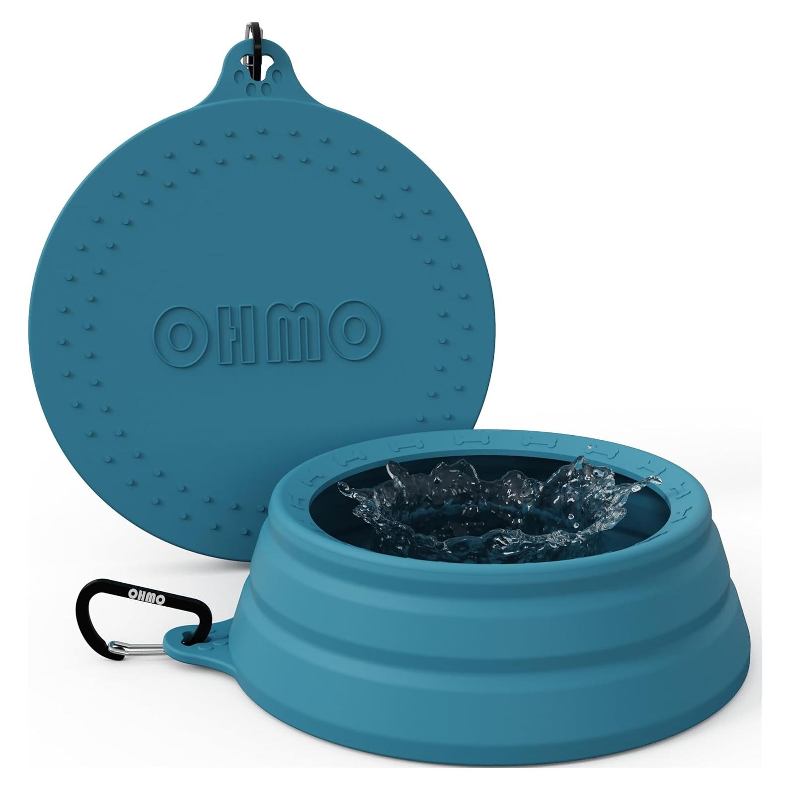 Tazón Plegable para Perros OHMO 1.01L Antiderrames Azul