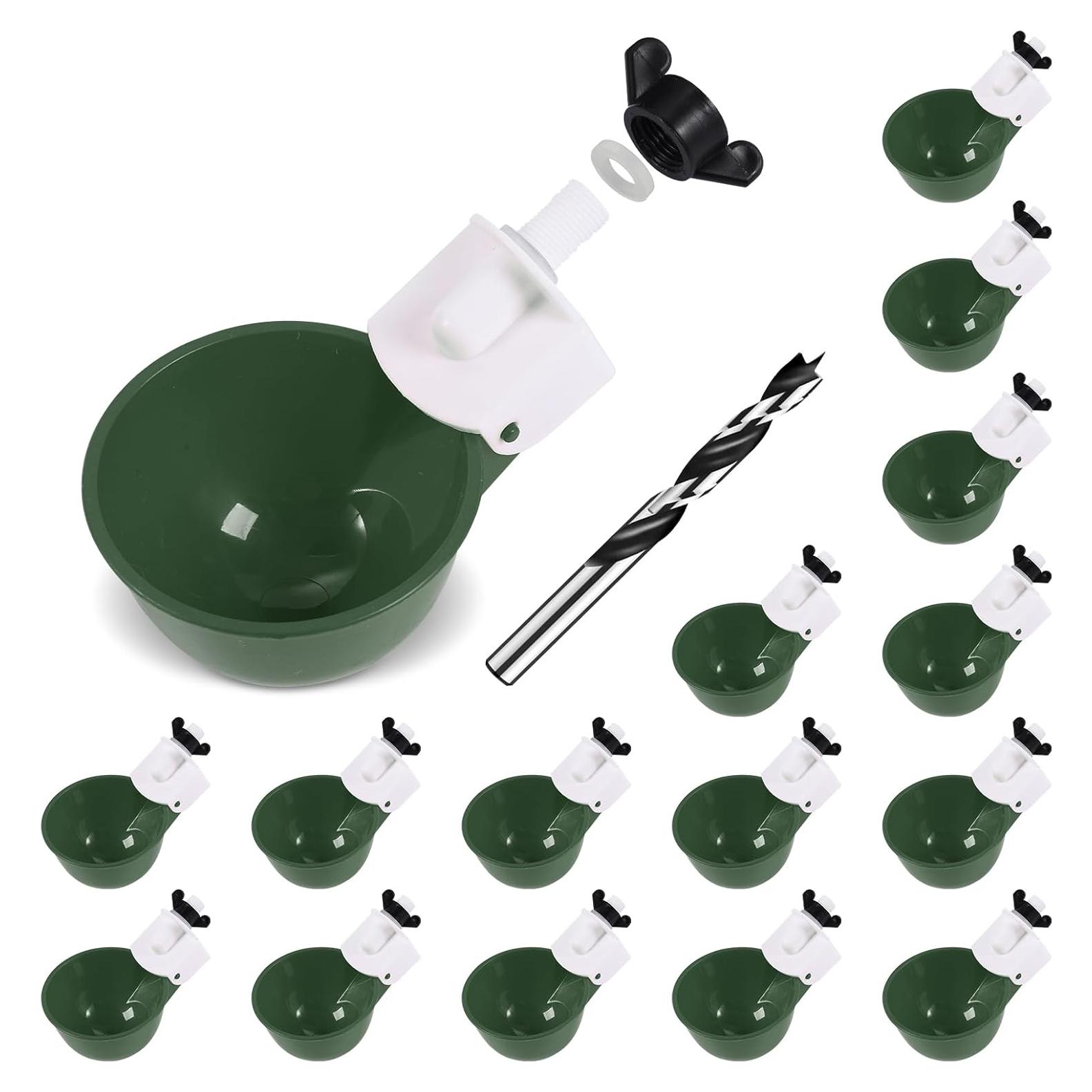 Tazas de Agua para Pollos Psarnuk - Paquete de 16 Verde