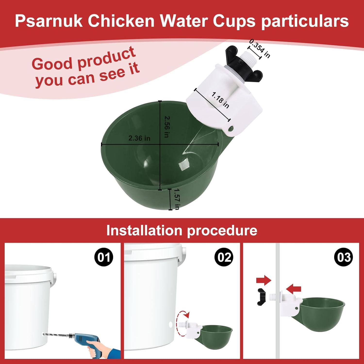 Tazas de Agua para Pollos Psarnuk - Paquete de 16 Verde