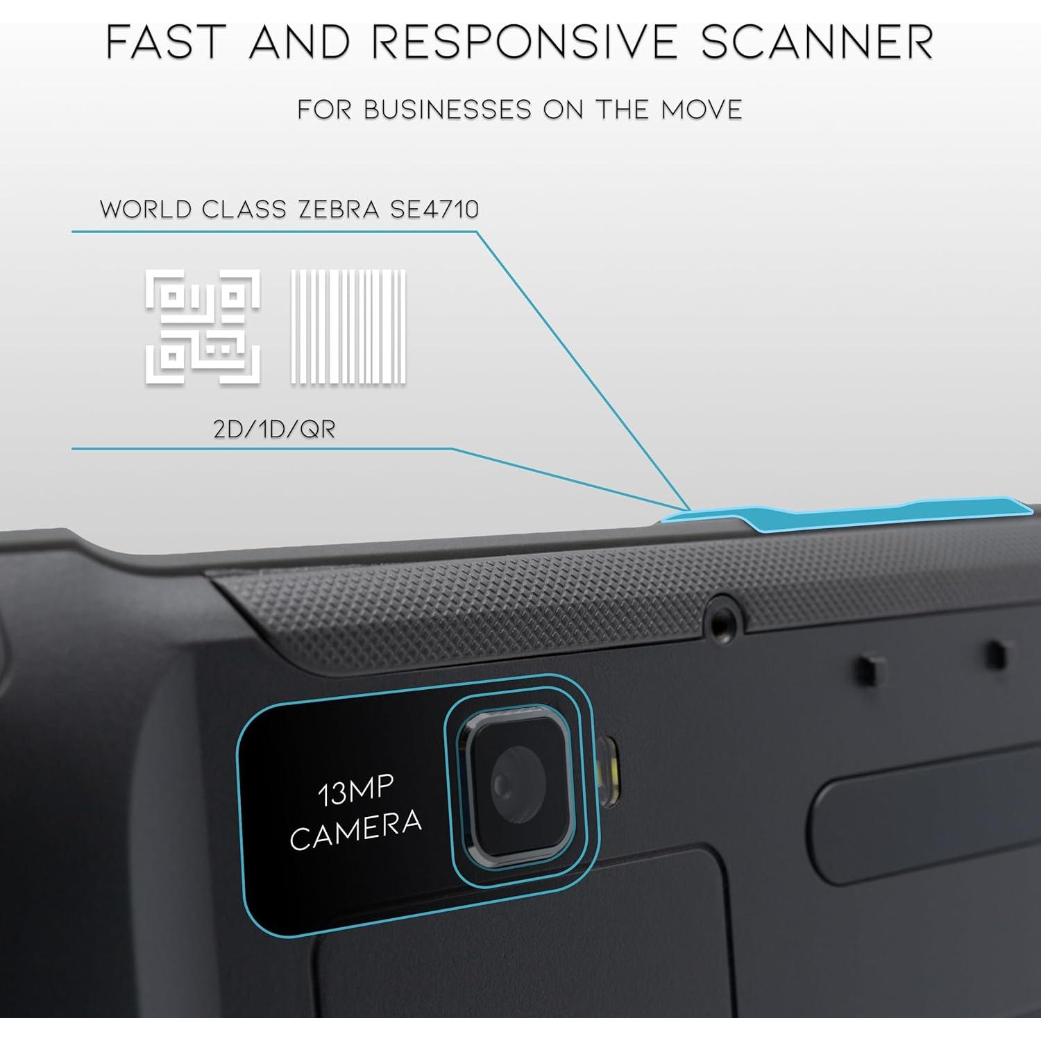 Chainway P80 RFID Scanner Android Tablet, Impinj E710 RFID Tag Reader (UHF GS1 EPC GEN2), Zebra SE4710 2D/1D/QR Code Scanner, Android 13, WiFi, GPS, NFC, Bluetooth, Heavy Duty, 8700mAh All-Day Battery