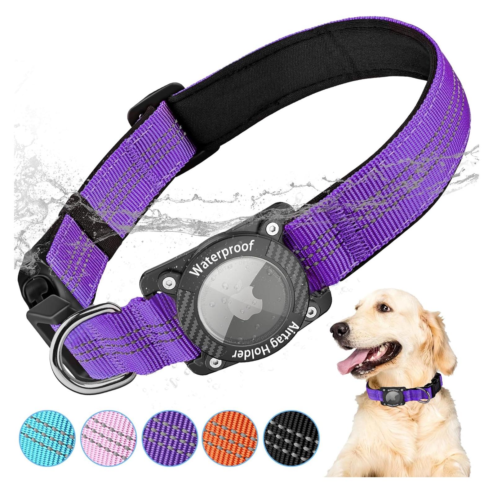 Collar para Perro AgoumLux AirTag S Púrpura Impermeable