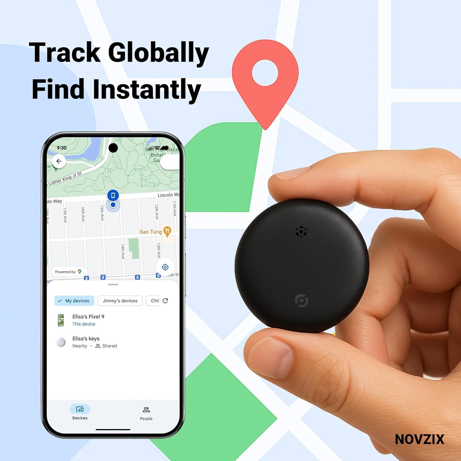 Etiqueta de seguimiento NOVZIX S9 2025 para Android - Compacta y resistente