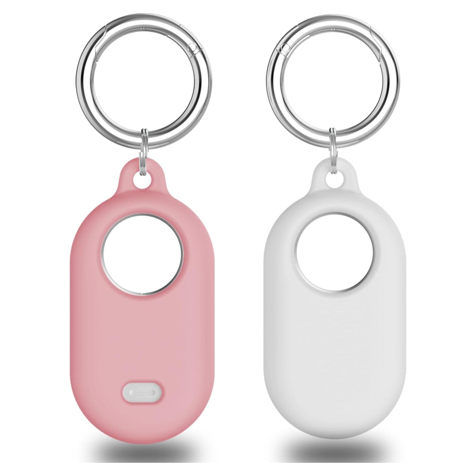 Funda Protectora Silicona Samsung Smart Tag 2 Rosa y Blanco