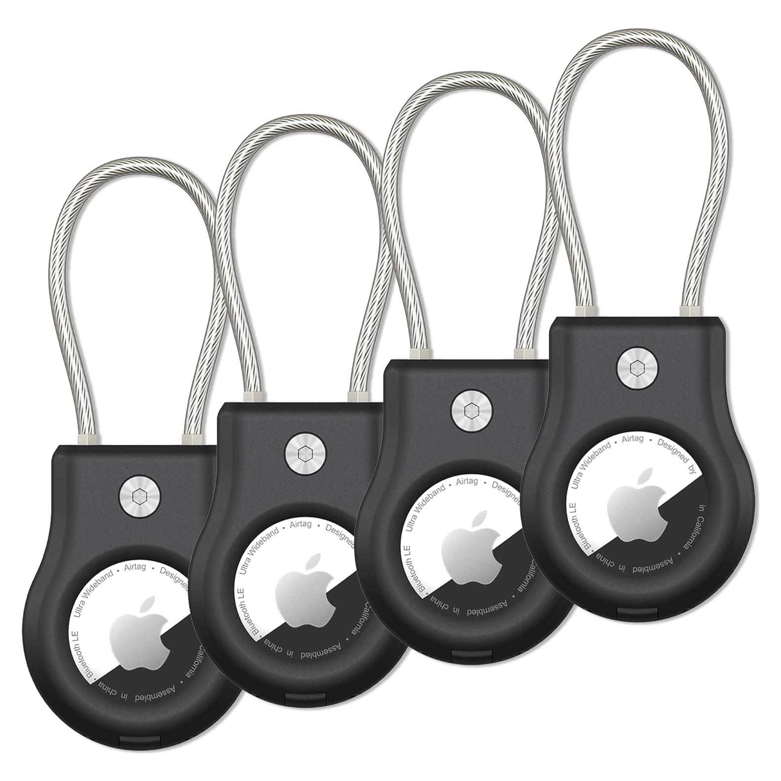 Soporte Airtag SCALLOP 4 Piezas con Cable y Funda 360°