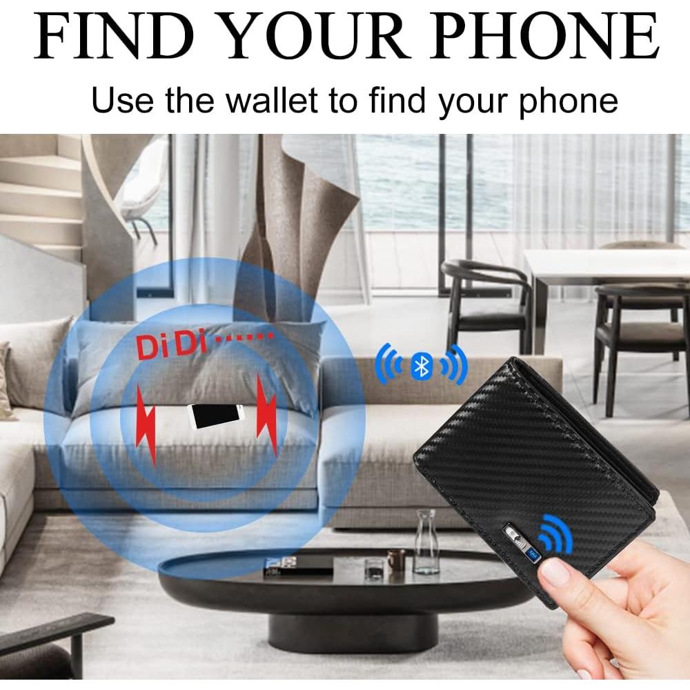 Billetera Bluetooth Anti-Pérdida con AirTag Negro 11.99x7.01cm
