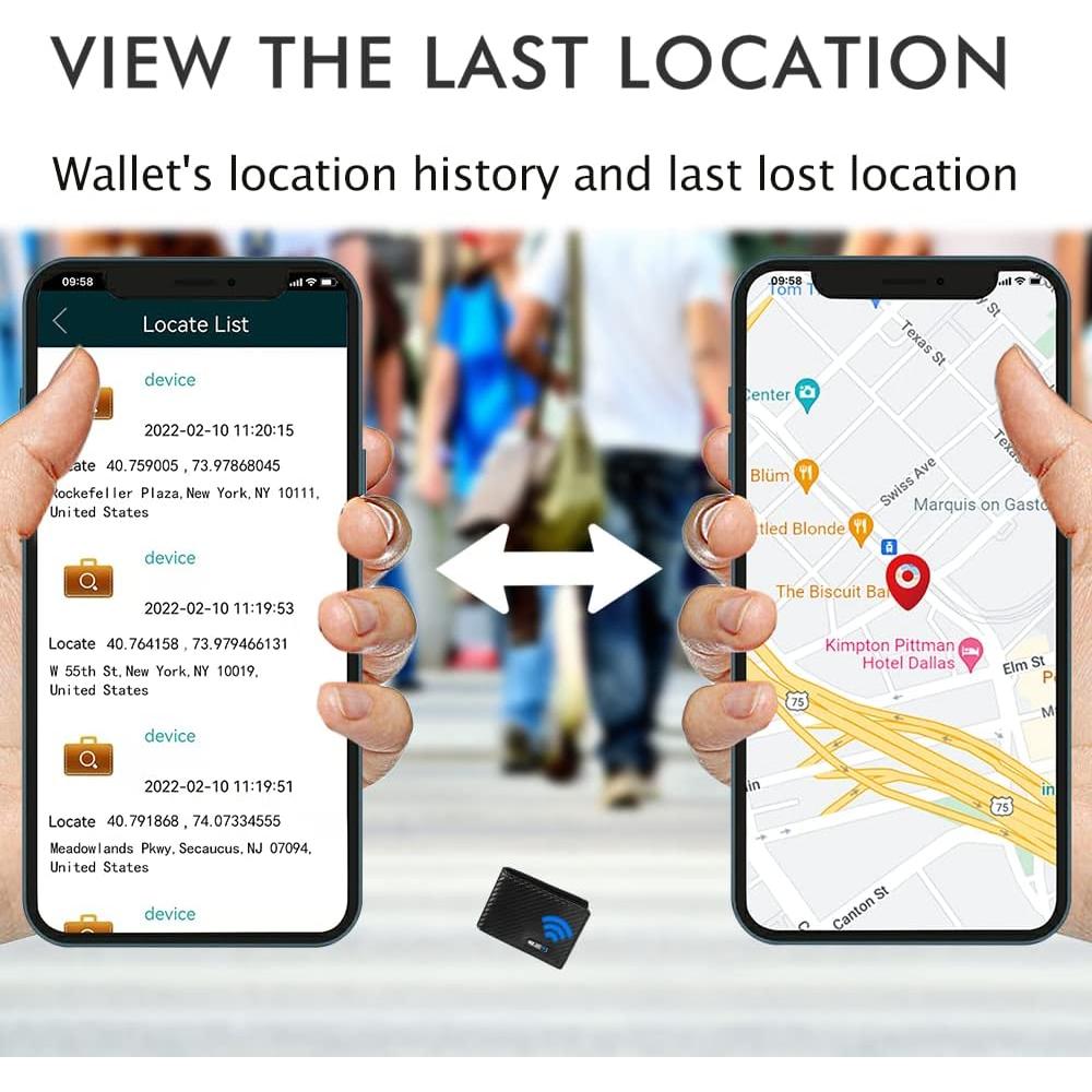 Billetera Bluetooth Anti-Pérdida con AirTag Negro 11.99x7.01cm