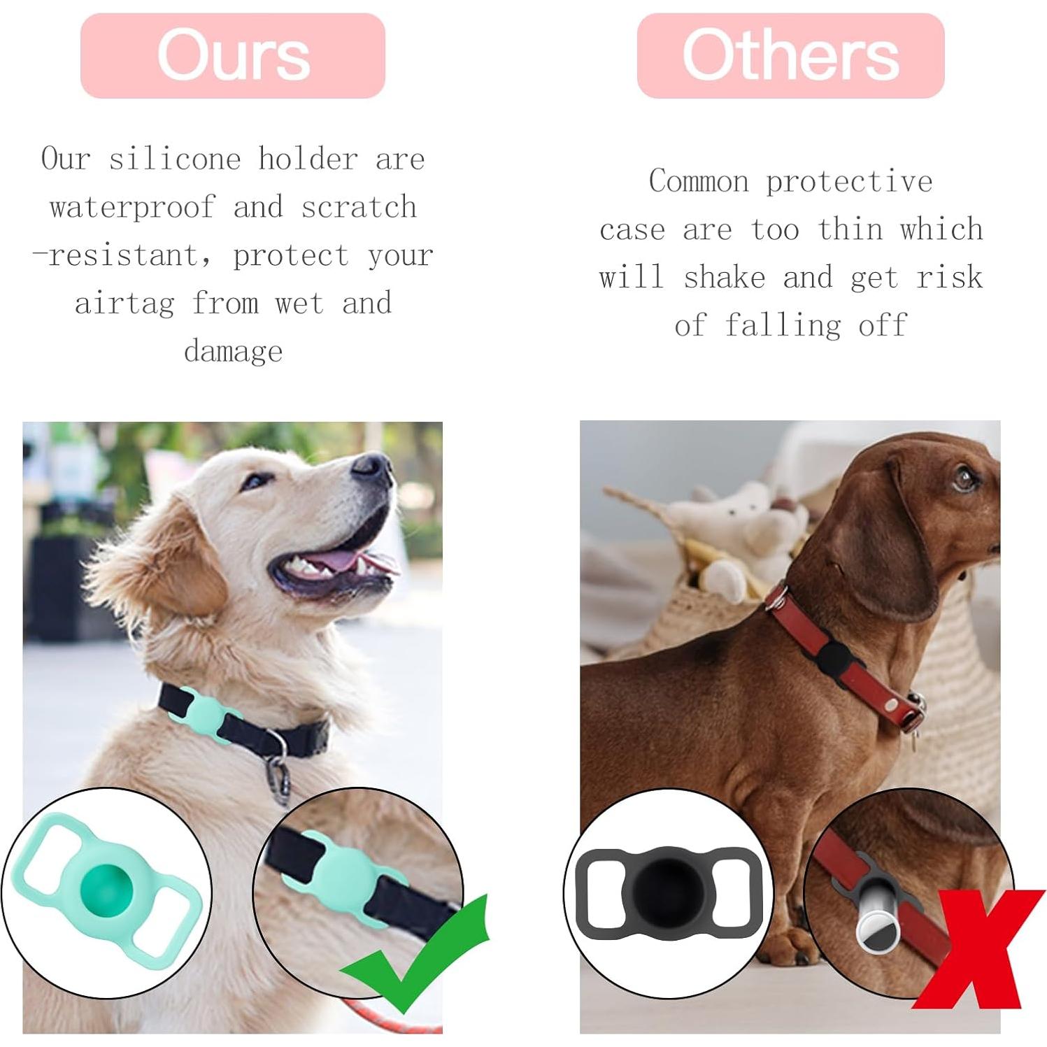 Soporte de Collar para AirTag PuppyDoggy 2 Piezas Negro