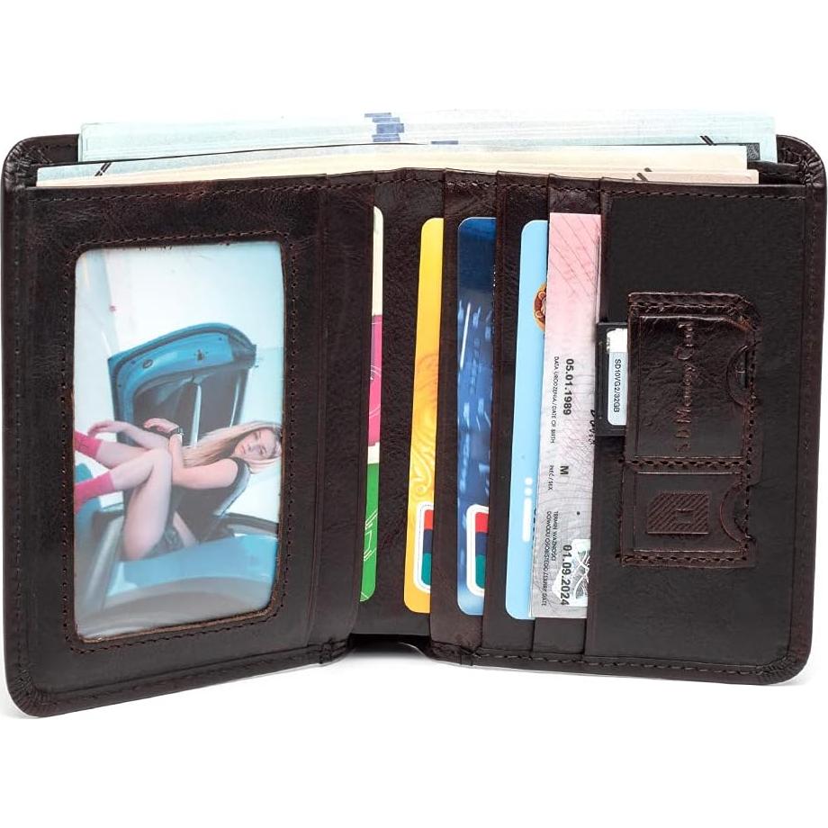 Rastreador Bluetooth para Billetera de Cuero Café - Anti-pérdida