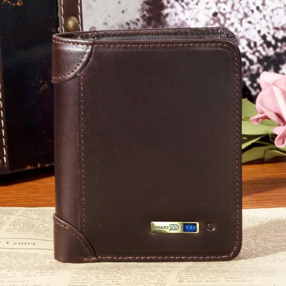 Rastreador Bluetooth para Billetera de Cuero Café - Anti-pérdida