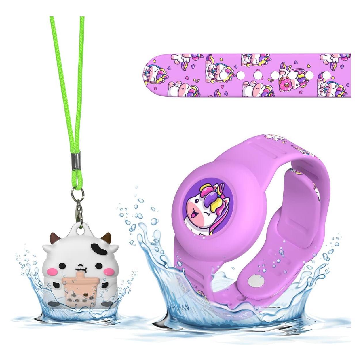 Paquete de 2 Pulseras y Collares para AirTag BIQIRE - Silicona Impermeable