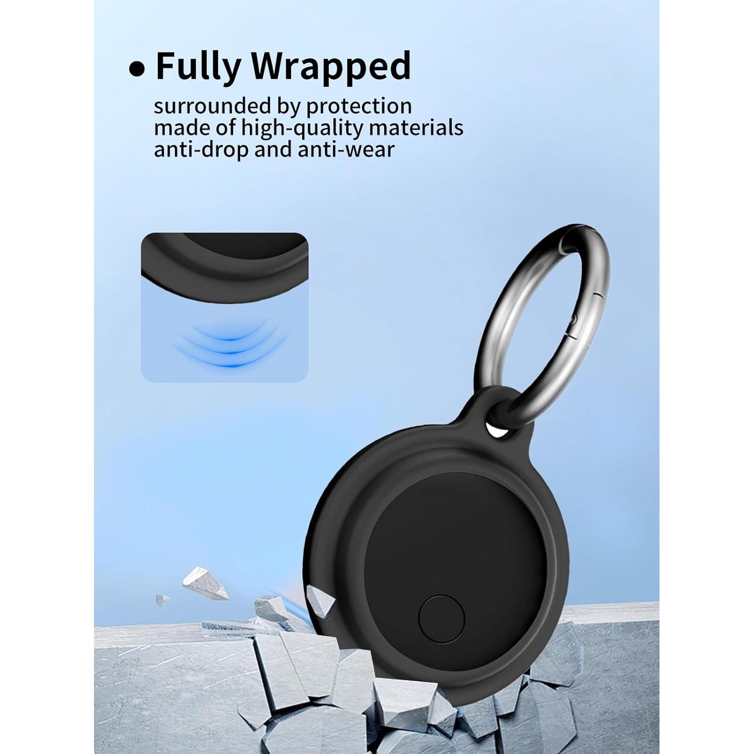 Funda protectora UYRUREL para etiquetas de rastreo - Negra, paquete de 4