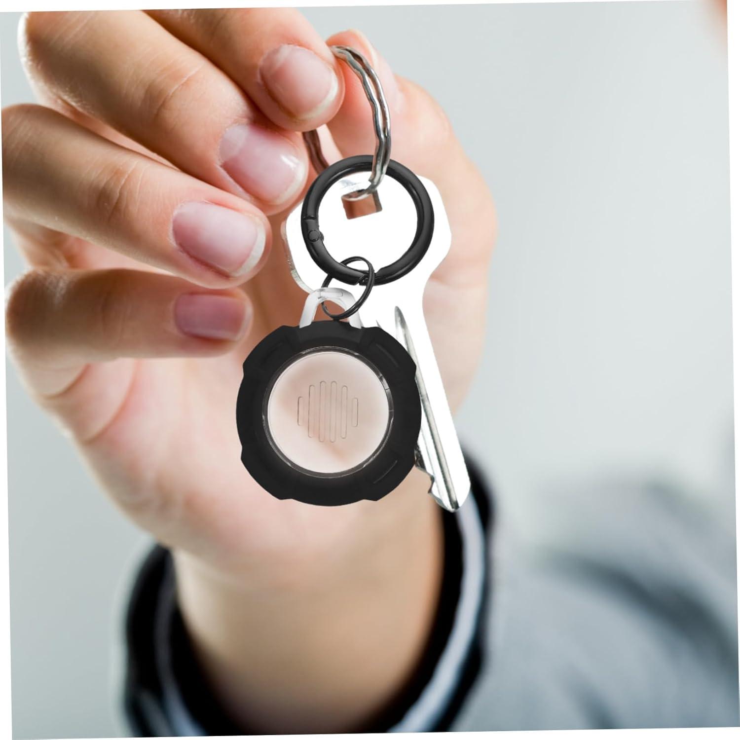 Air Tag Key Ring Protective Case Full Coverage Washable Black Lightweight Easy to Carry Simple Design