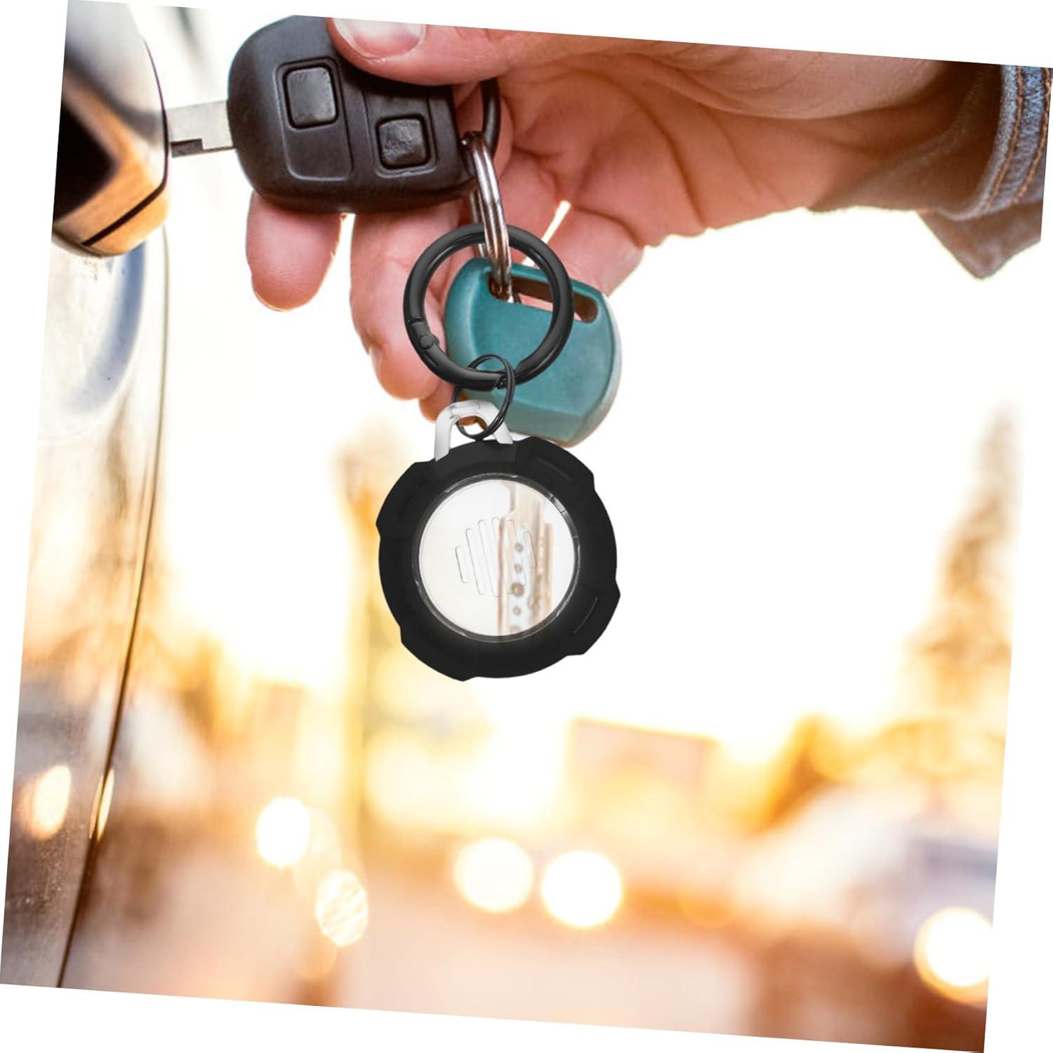 Air Tag Key Ring Protective Case Full Coverage Washable Black Lightweight Easy to Carry Simple Design