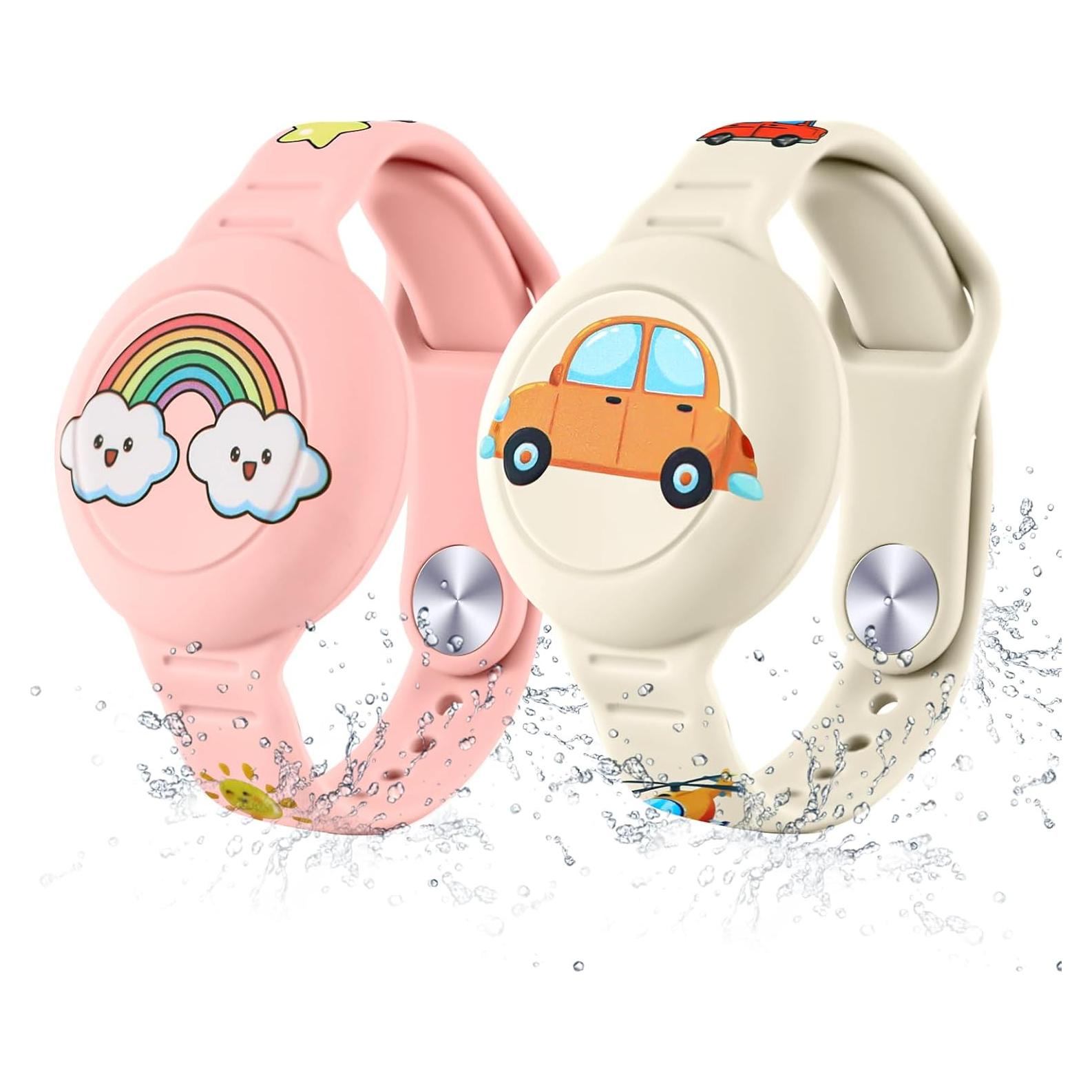 Pulsera de Silicona para AirTag Niños Diaclara Rosa y Blanco