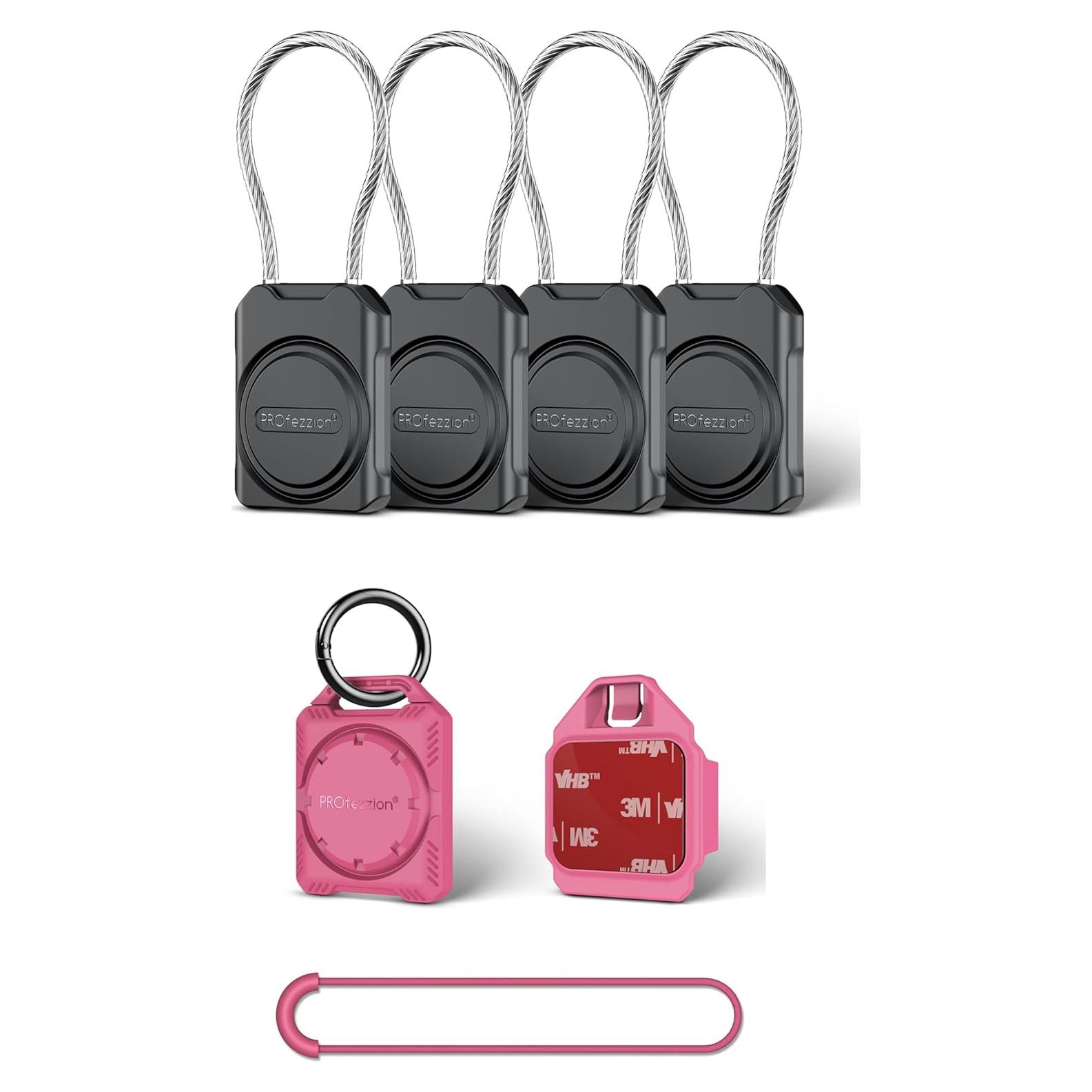 Soporte Seguro para AirTag PROfezzion 4-Pack Negro y Rosa
