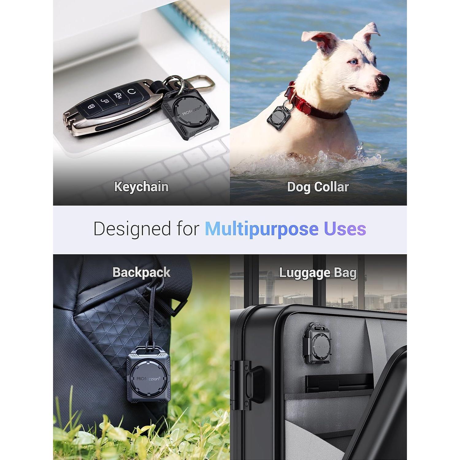 Soporte Seguro para AirTag PROfezzion 4-Pack Negro y Rosa