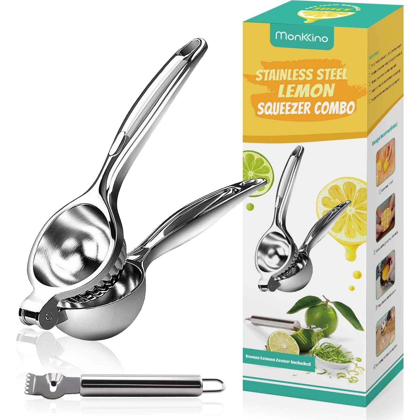 Exprimidor Manual de Limón Monkkino con Rallador de Acero Inoxidable