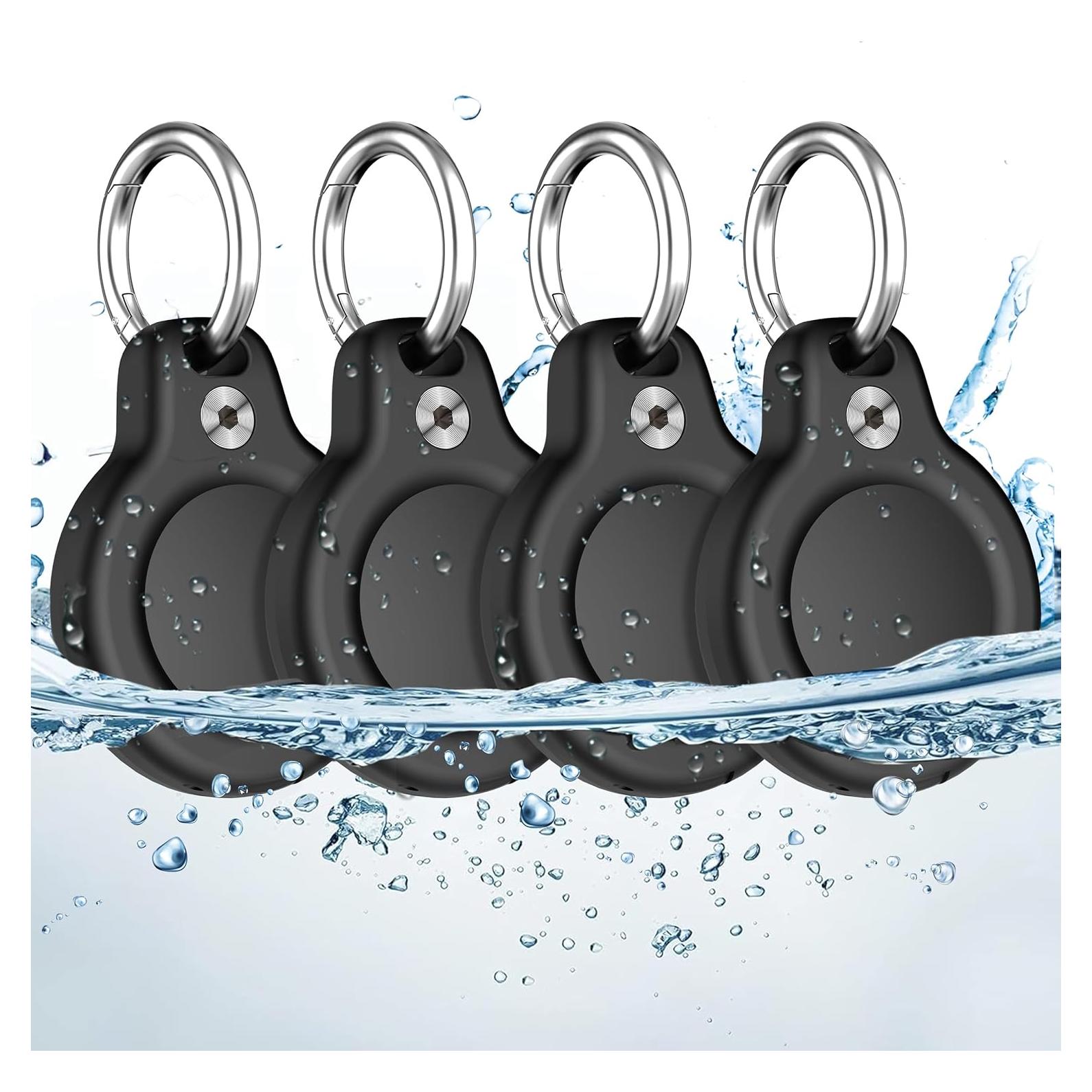 Funda Impermeable RFUNGUANGO para AirTag - Paquete de 4, Negra