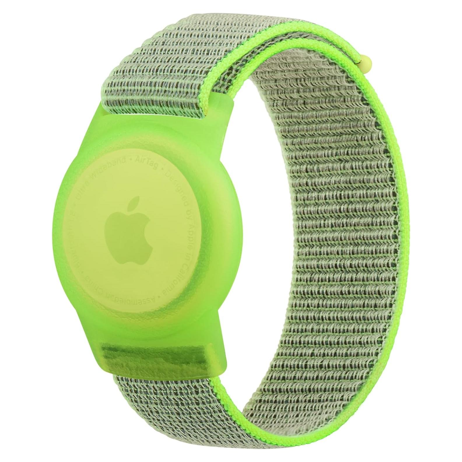 Pulsera Ajustable Nylon Meliya para AirTag Niños Verde