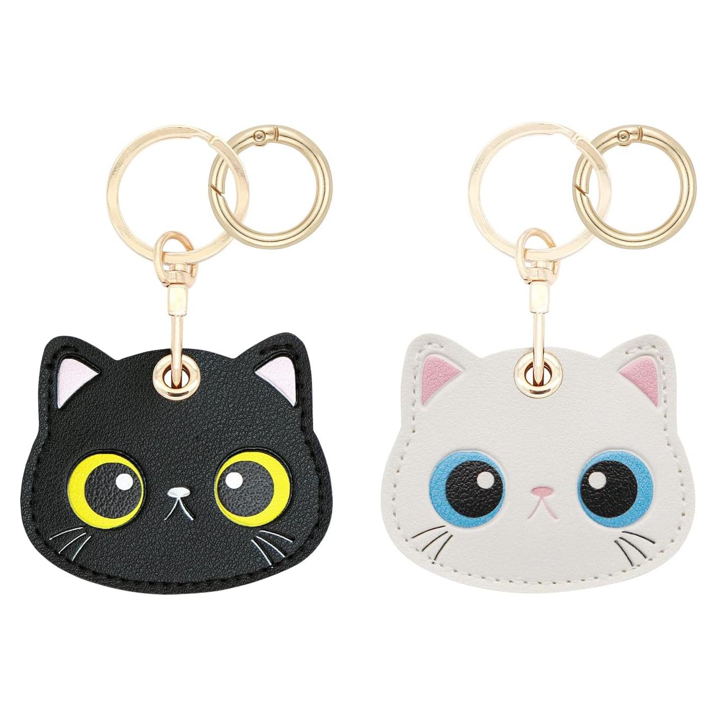 Soporte de Llavero para AirTag XEEWEN - Funda de Cuero Gato