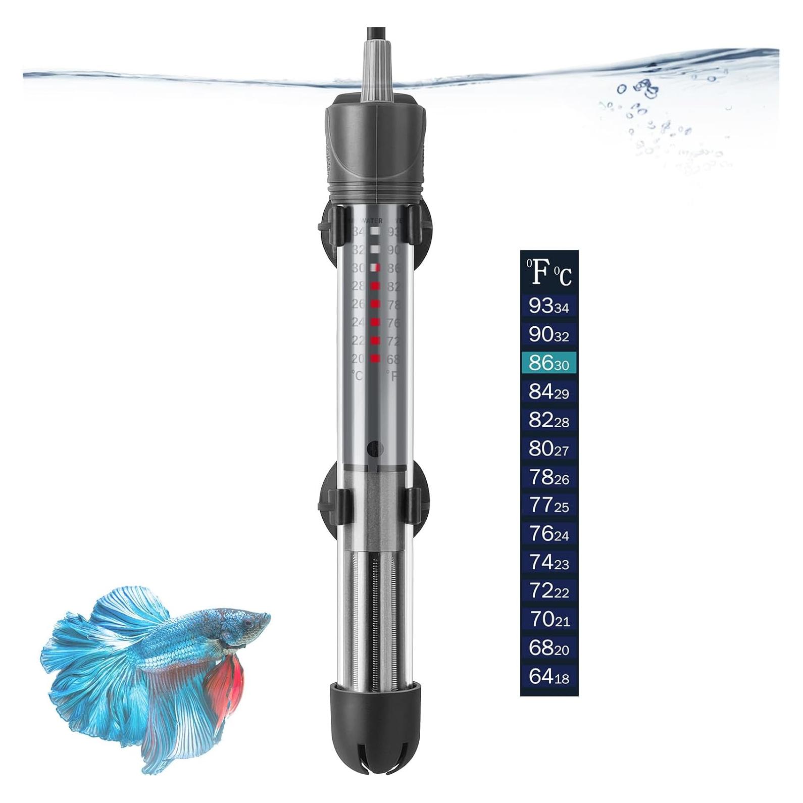 Calentador de Acuario HITOP 50W Ajustable 20-34°C Vidrio Engrosado