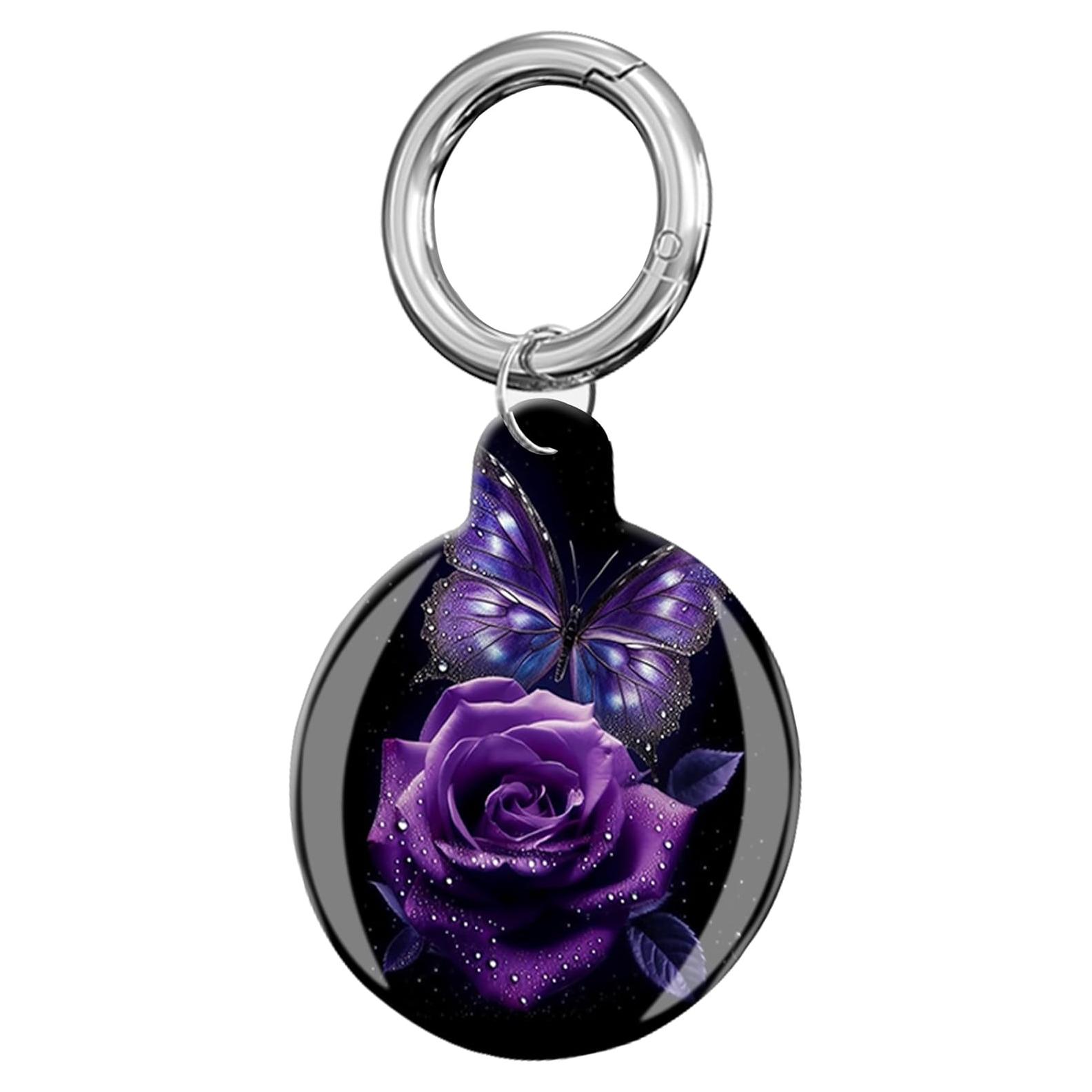 Funda Protectora para Air Tag LZMtacase Mariposa Púrpura