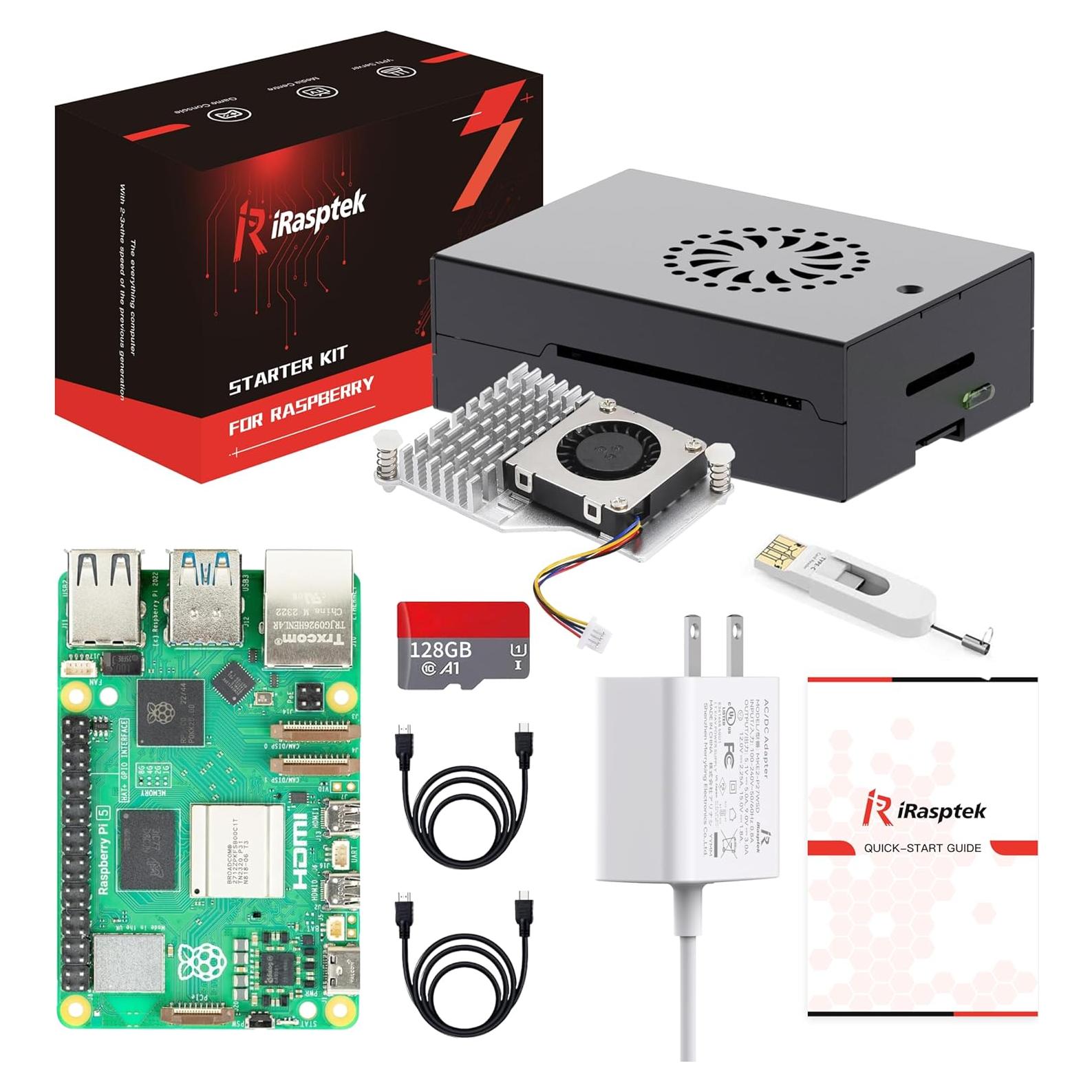 Kit Raspberry Pi 5 iRasptek 8GB RAM 128GB OS Aluminio