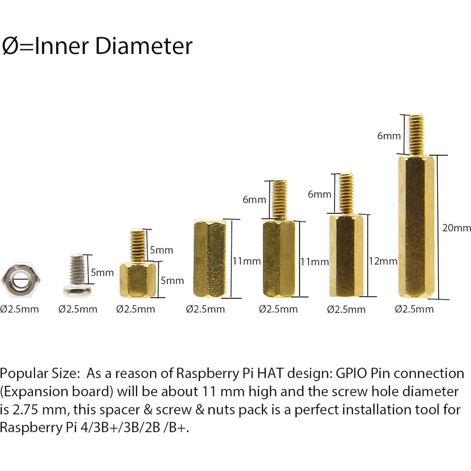 Geekworm Kit 100 Pcs Espaciadores M2.5 para Raspberry Pi